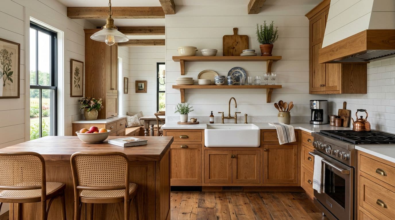 AI Farmhouse Kitchen design by StableRender